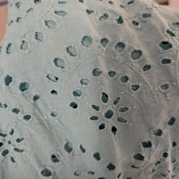 Women's Teal Eyelet Cynthia Rowley Blouse Large - Picture 8 of 8